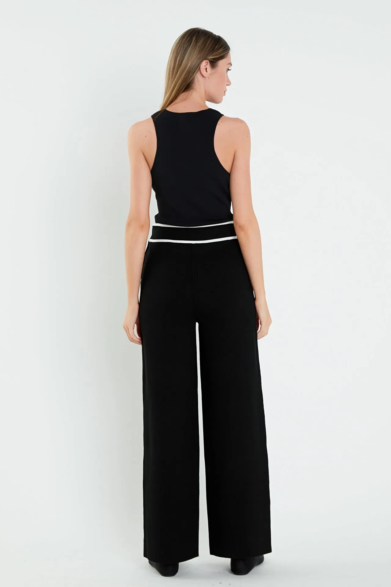 High-Waisted Wide-Leg Knit Pants