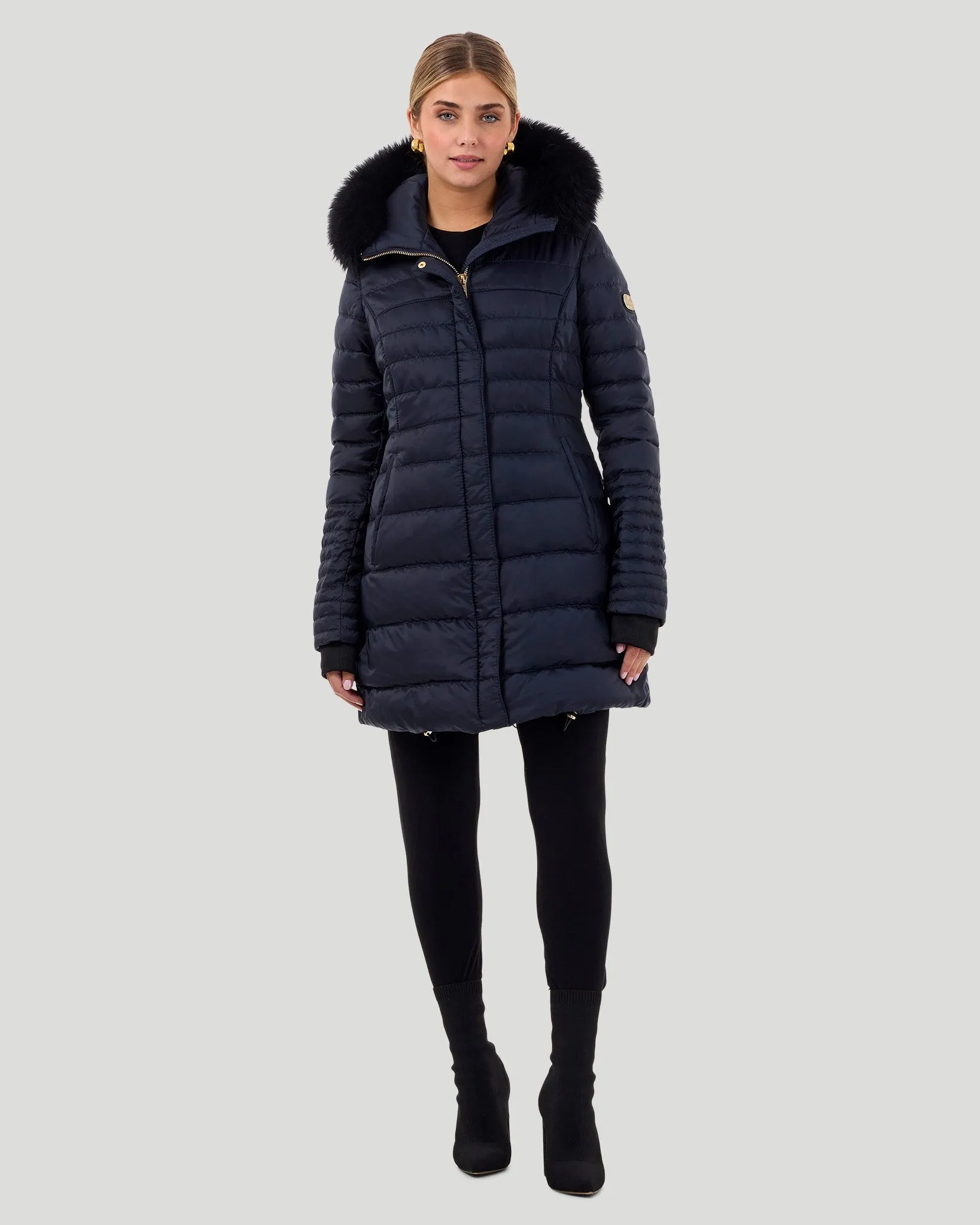 Horizontal Après-Ski Jacket with Detachable Toscana Shearling Lamb Hood Trim