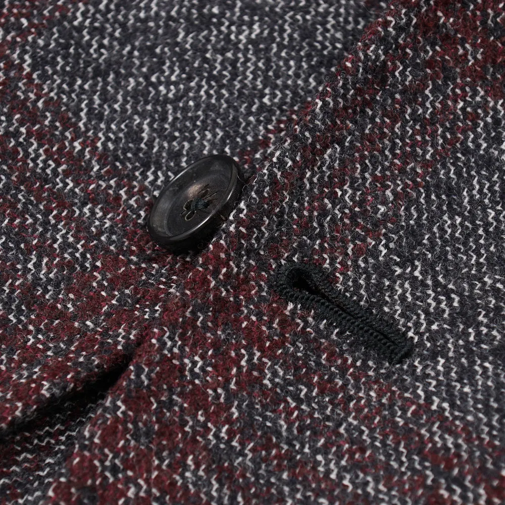 Isaia Gray-Burgundy Check Wool Sport Coat