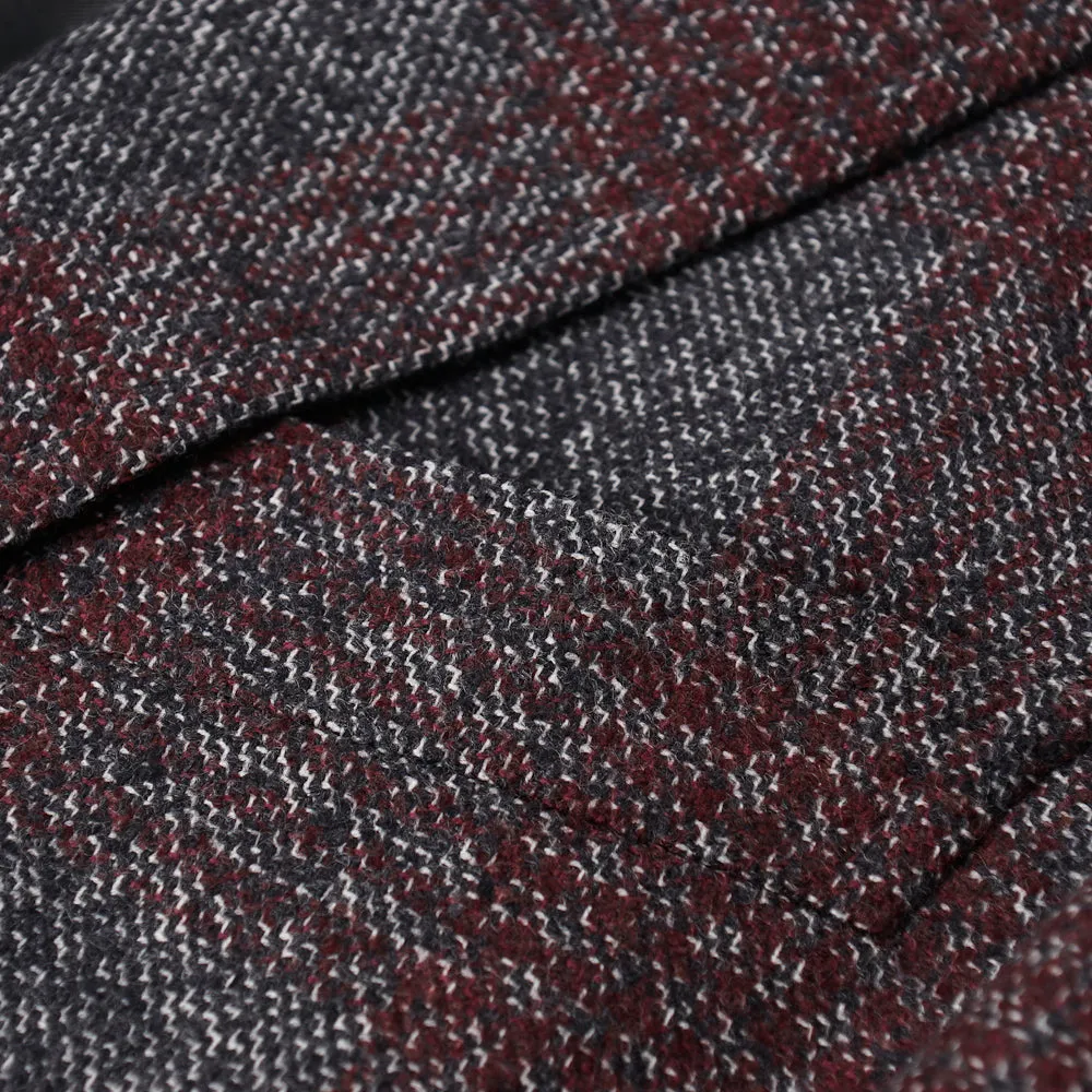 Isaia Gray-Burgundy Check Wool Sport Coat