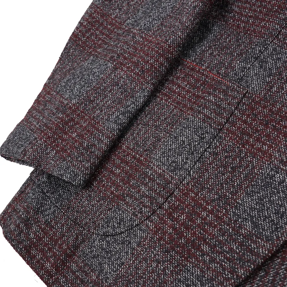 Isaia Gray-Burgundy Check Wool Sport Coat