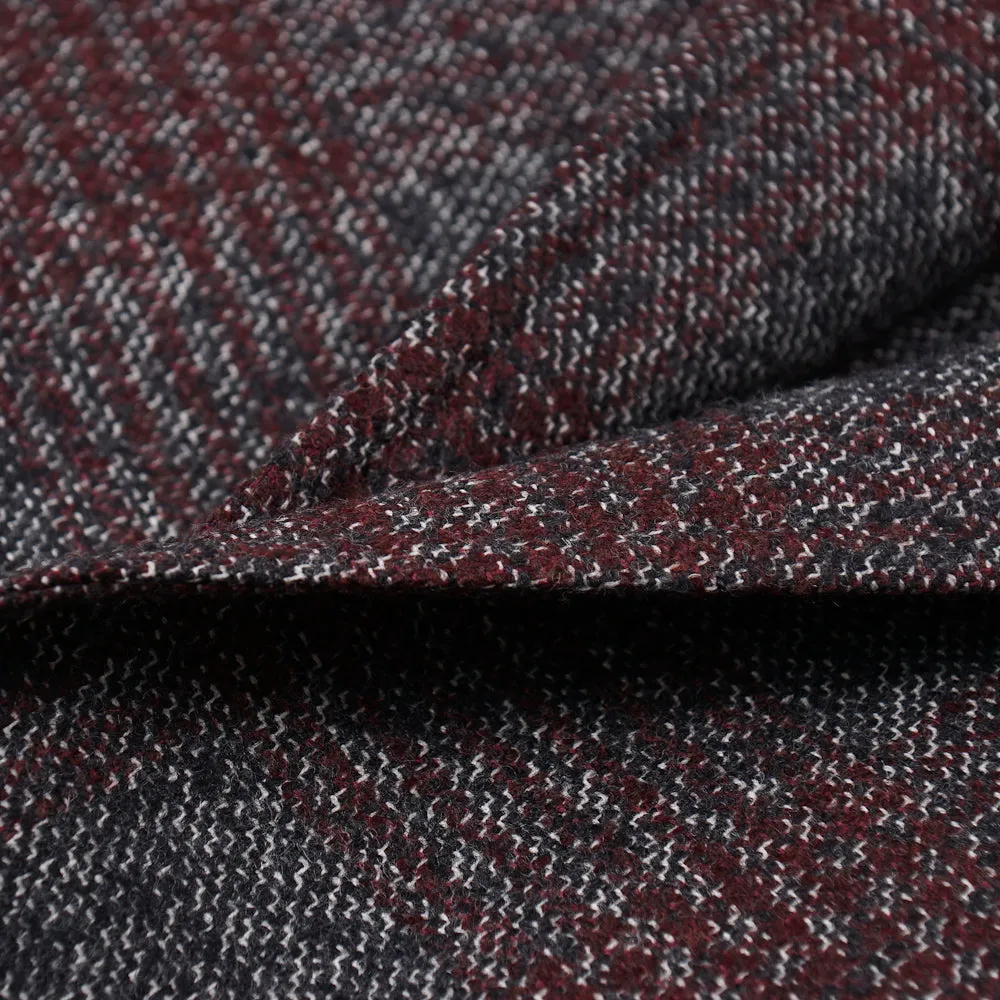 Isaia Gray-Burgundy Check Wool Sport Coat