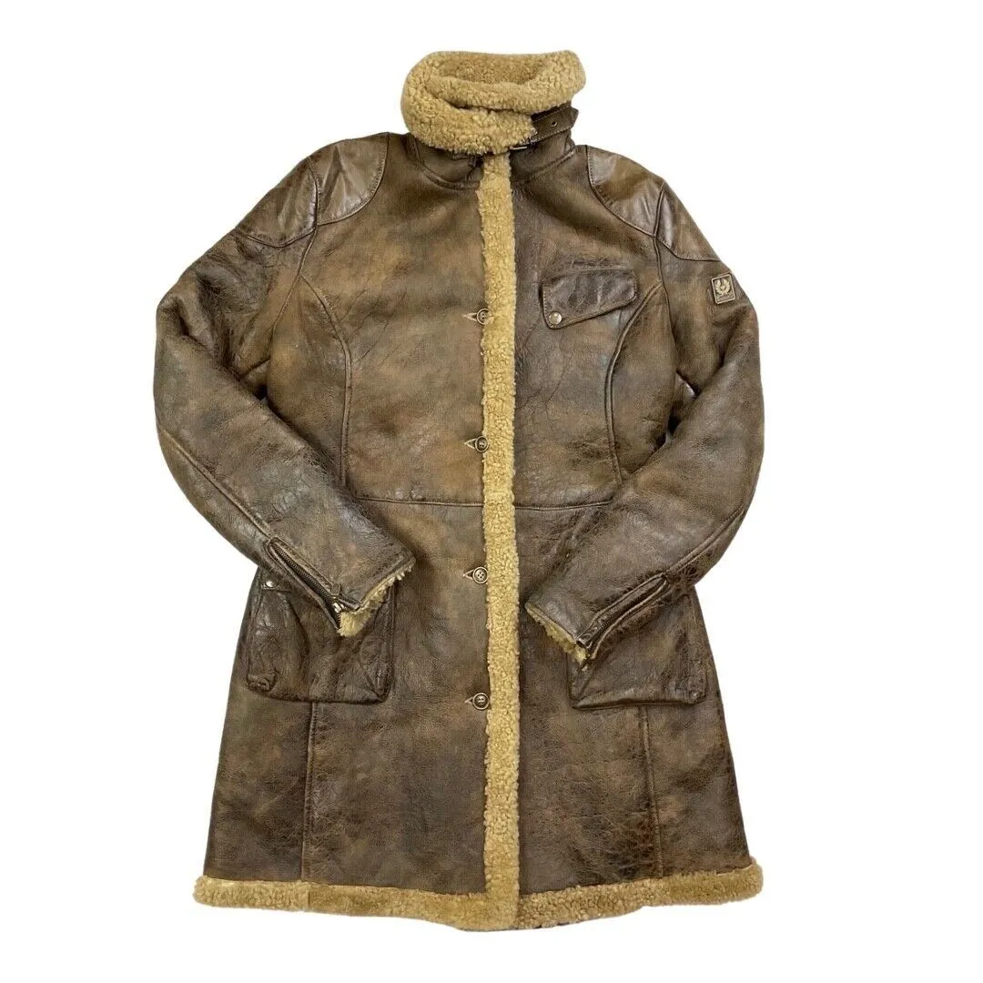 LADIES BELSTAFF MASCALLS SHEEPSKIN SHEARLING JACKET MALENOTTI GOLD LABEL 10-12