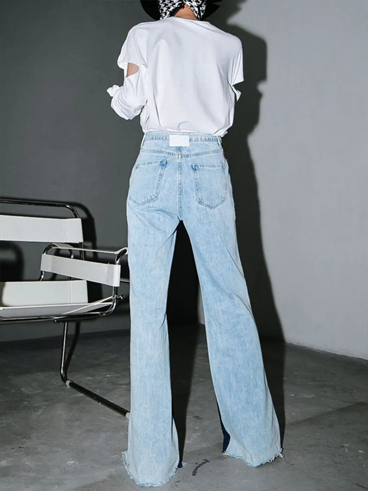 Luxe Light Dark Denim Wide Leg Jeans