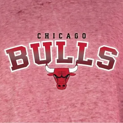 NBA Chicago Bulls Women's Ombre Arch Print Burnout Crew Neck Fleece Sweatshirt