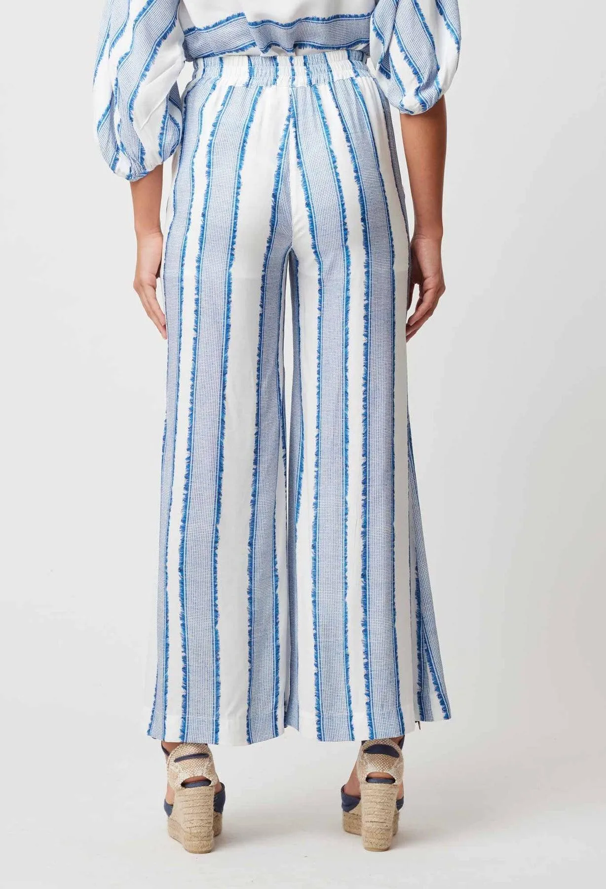 OnceWas Positano Wide Leg Pant in Sorrento Stripe