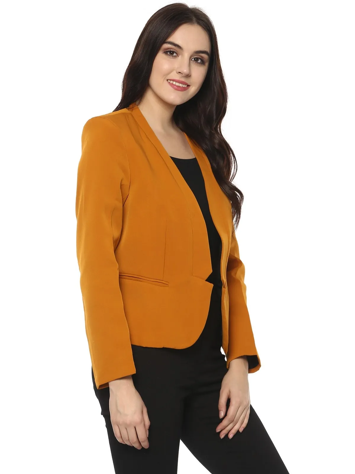 Pannkh Women's Solid Notched Blazer