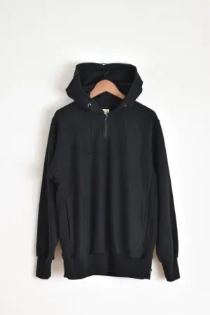 「Phatee」hemp sweat choco zip parka -black-