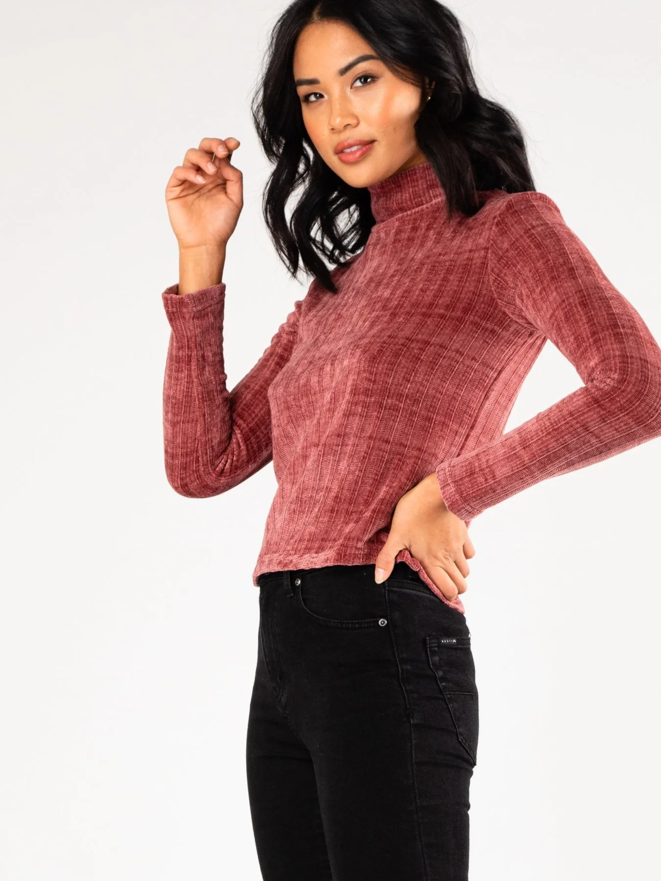 Renewal High Neck Top - Ruby Wine