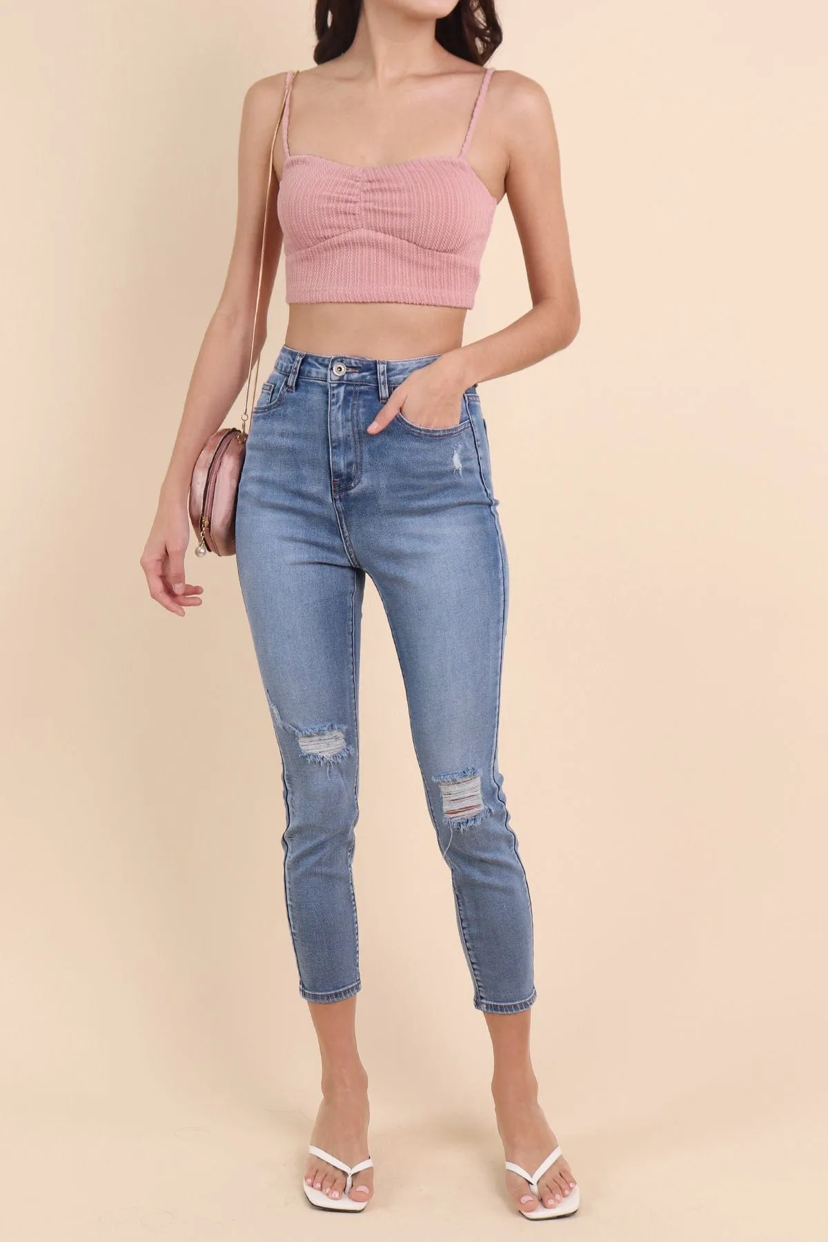 RESTOCKED** DAPHNE DENIM SKINNY JEANS IN MID WASH