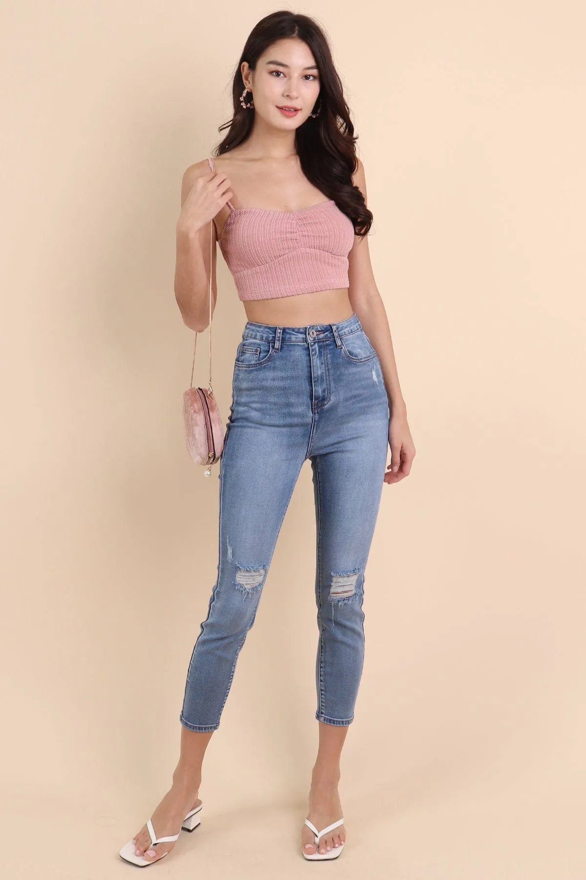 RESTOCKED** DAPHNE DENIM SKINNY JEANS IN MID WASH