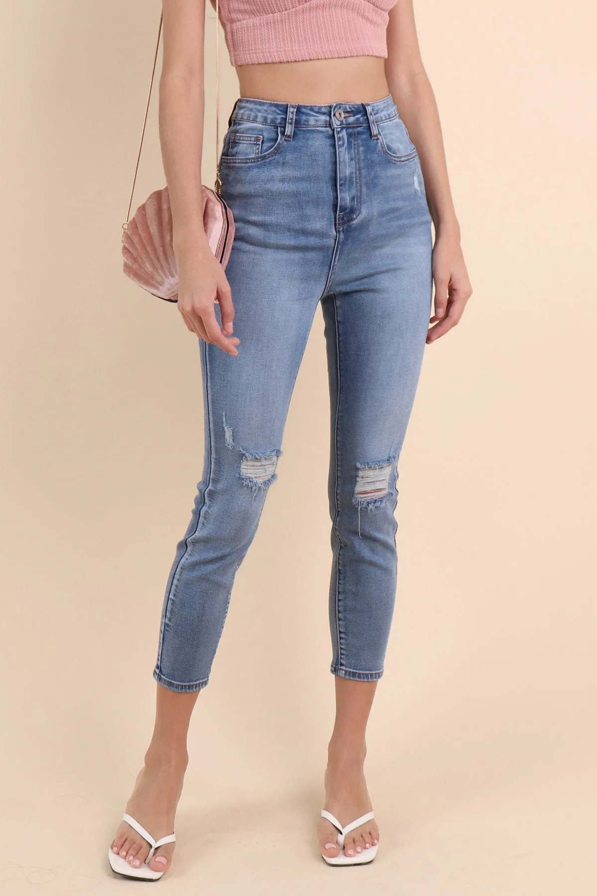 RESTOCKED** DAPHNE DENIM SKINNY JEANS IN MID WASH