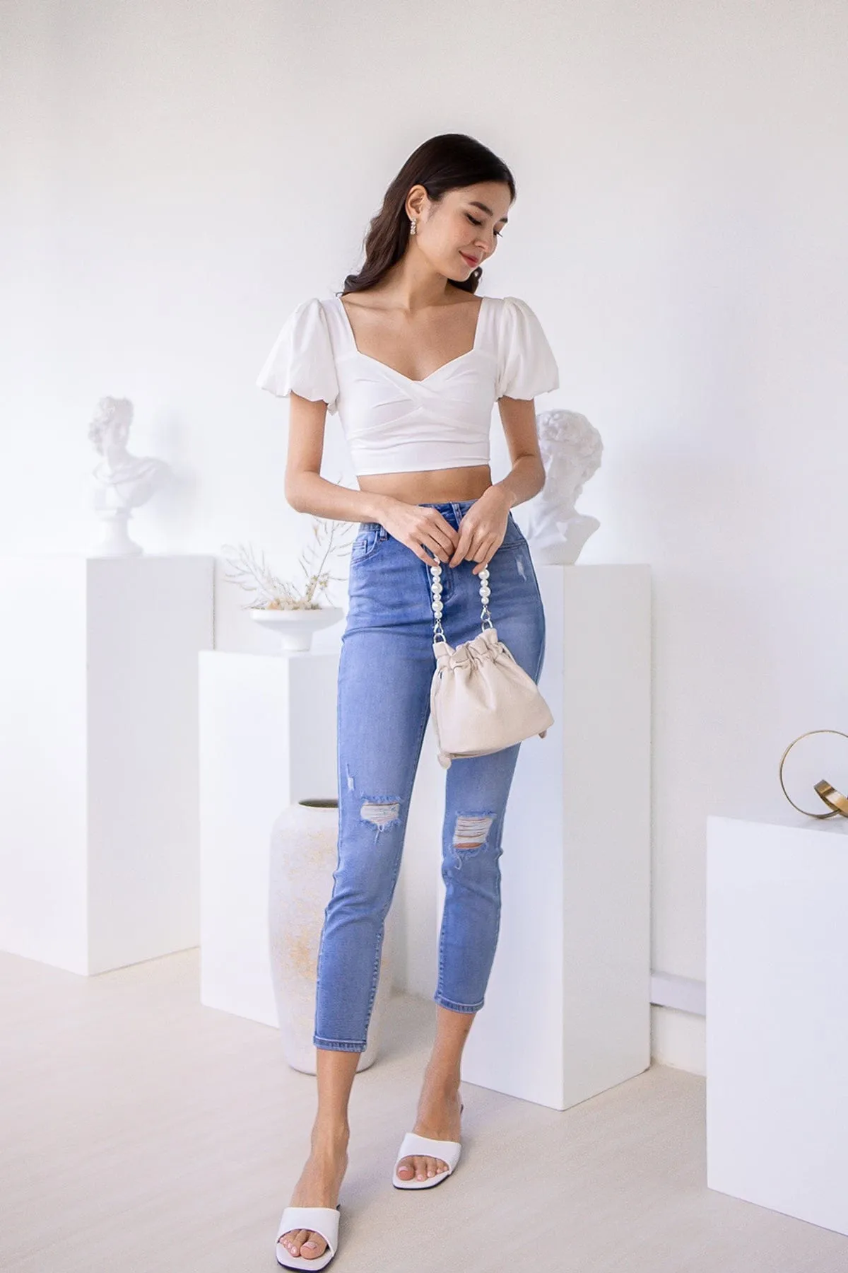 RESTOCKED** DAPHNE DENIM SKINNY JEANS IN MID WASH