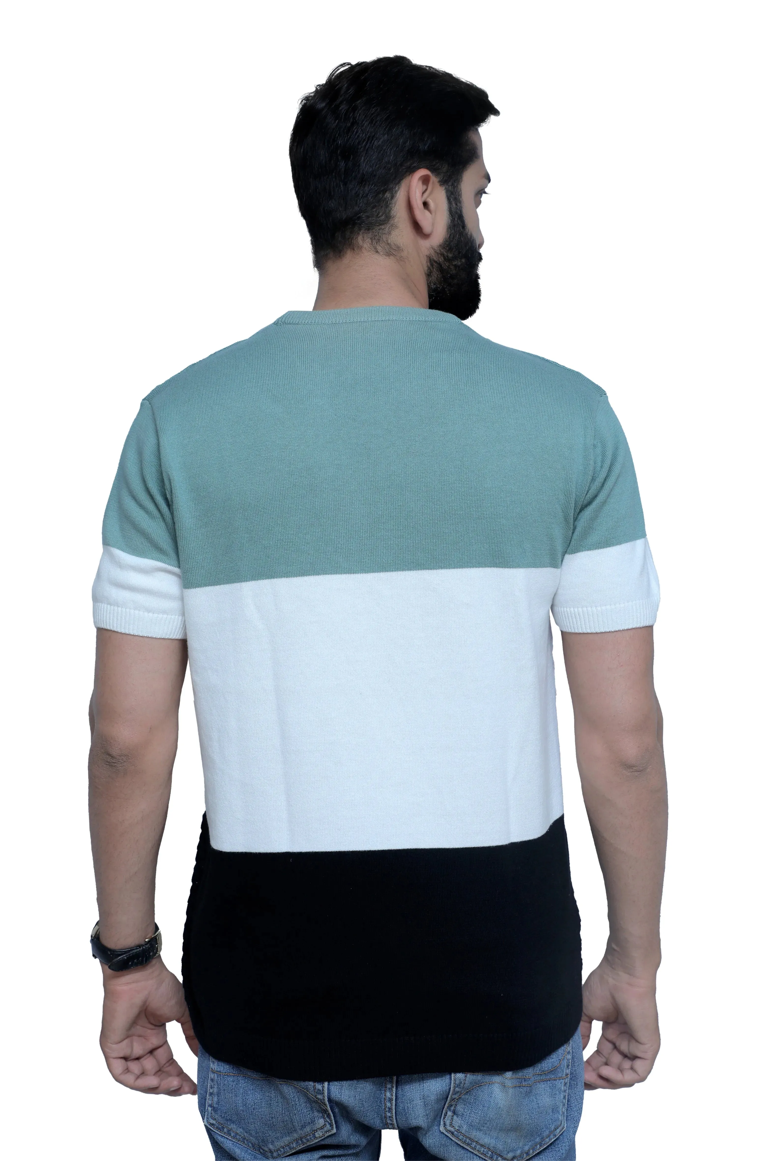 Round Neck Half Sleeve Knitted Tee Stormy Teal