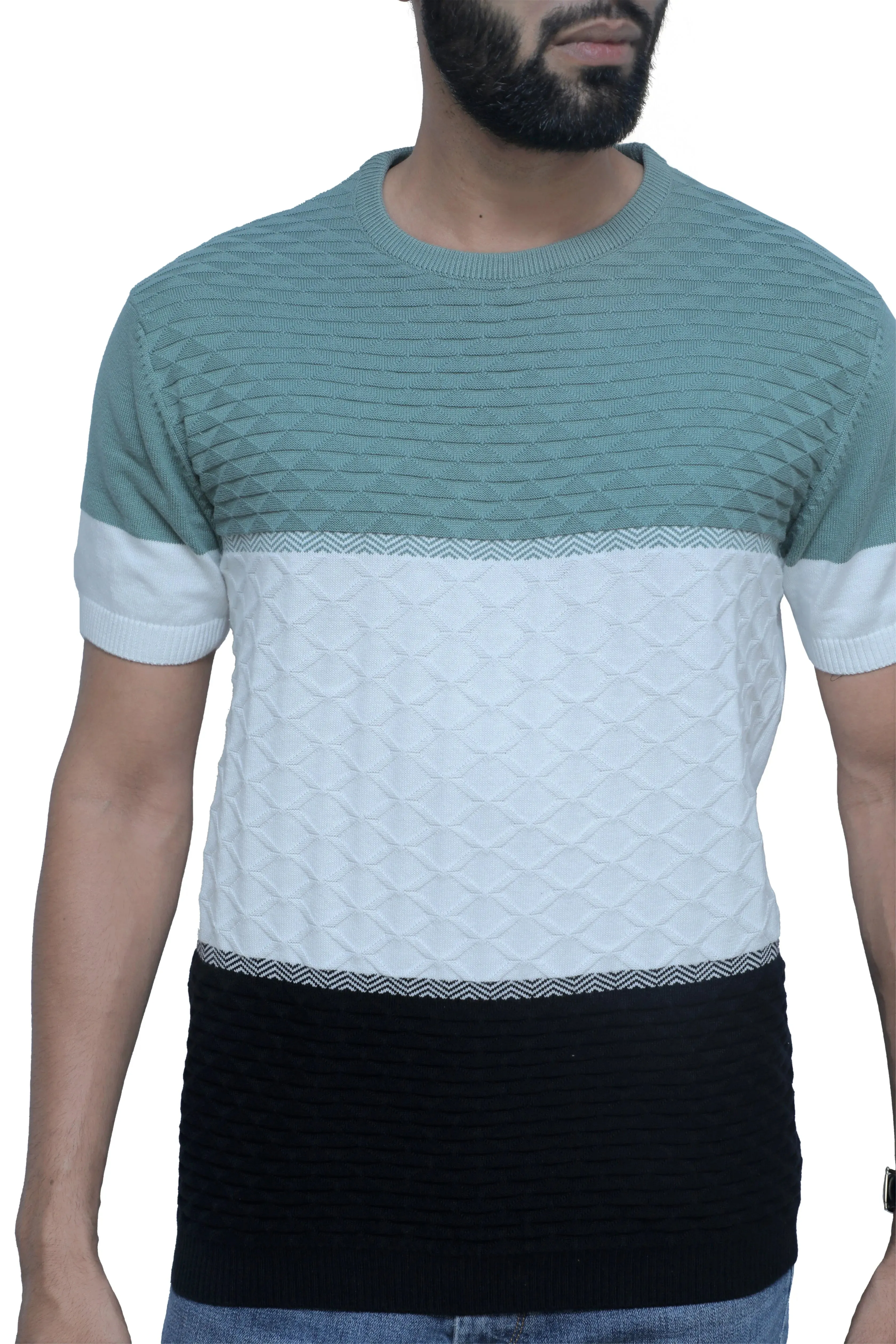 Round Neck Half Sleeve Knitted Tee Stormy Teal