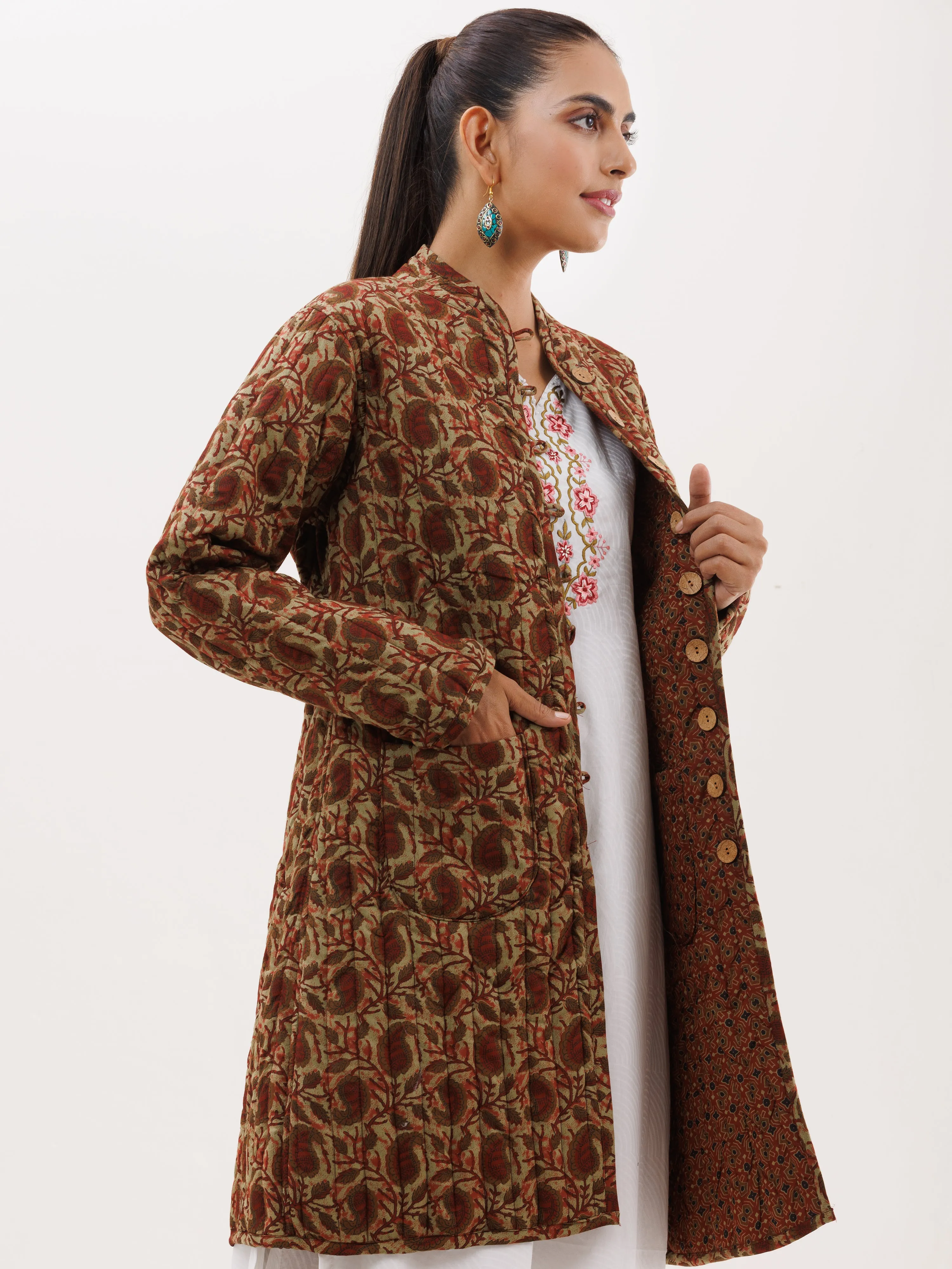 Shishir Meenal Ajrakh Quilted Reversible Jacket