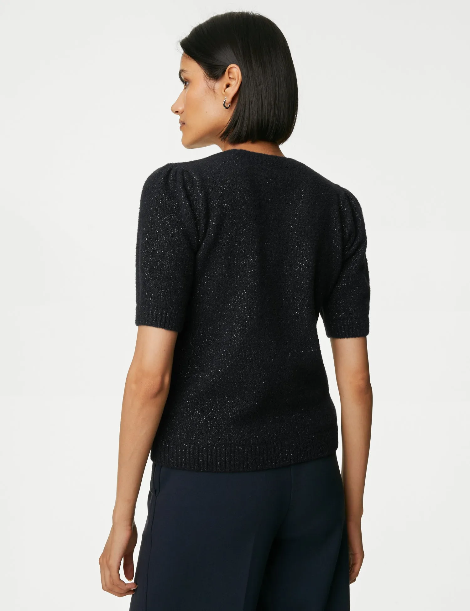 Sparkly Crew Neck Knitted Top