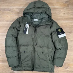 Stone Island Crinkle Reps R-NY Down Parka in Musk Green