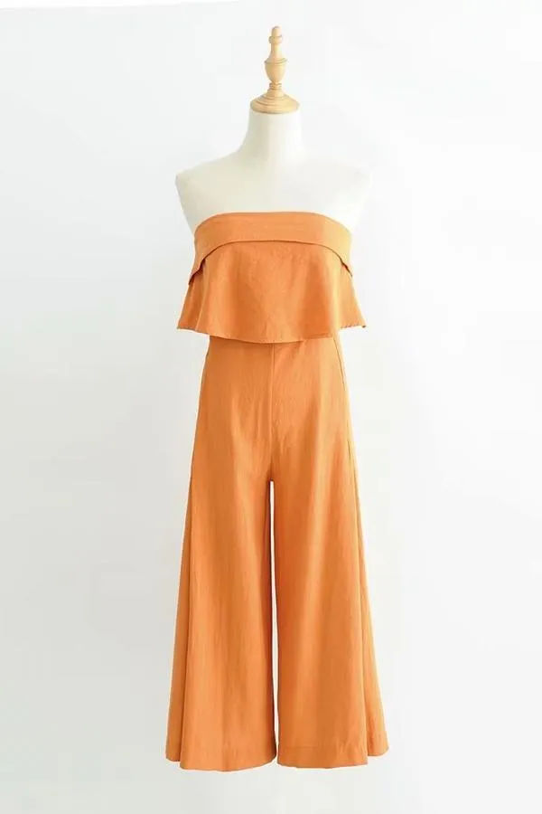 Strapless Widw Leg Jumpsuit