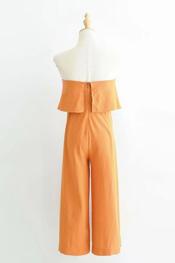 Strapless Widw Leg Jumpsuit