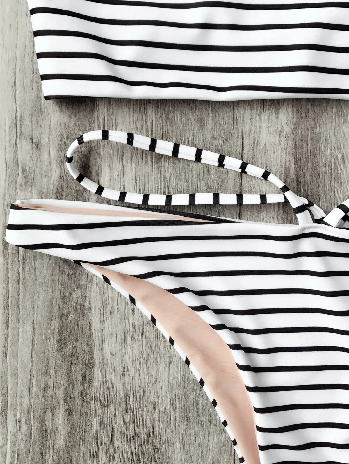 Striped High Neck Bikini Top and Bottoms