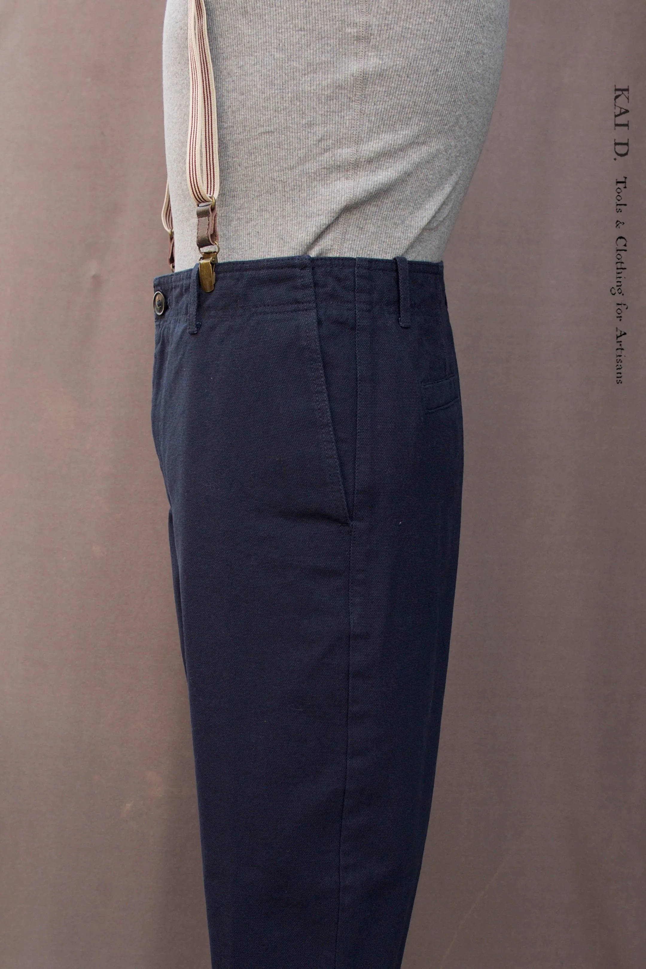 Trygve Wide Cut Trousers - Blue Canvas - M, XL