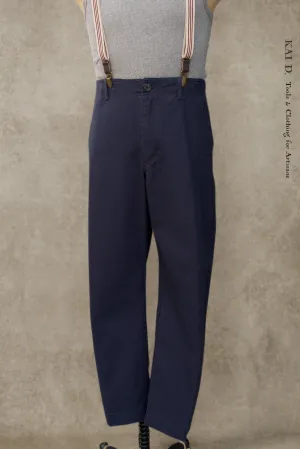 Trygve Wide Cut Trousers - Blue Canvas - M, XL