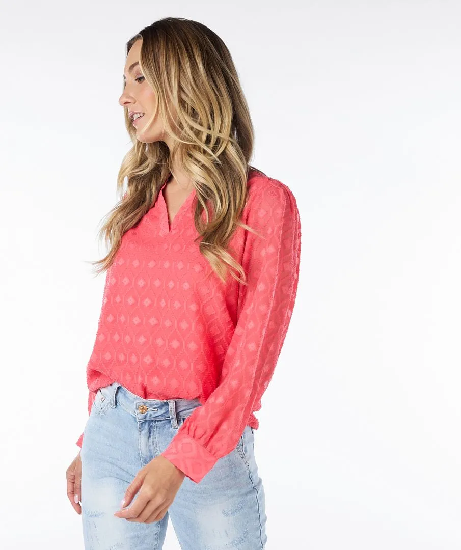 V-Neck Fancy Plumetis Blouse