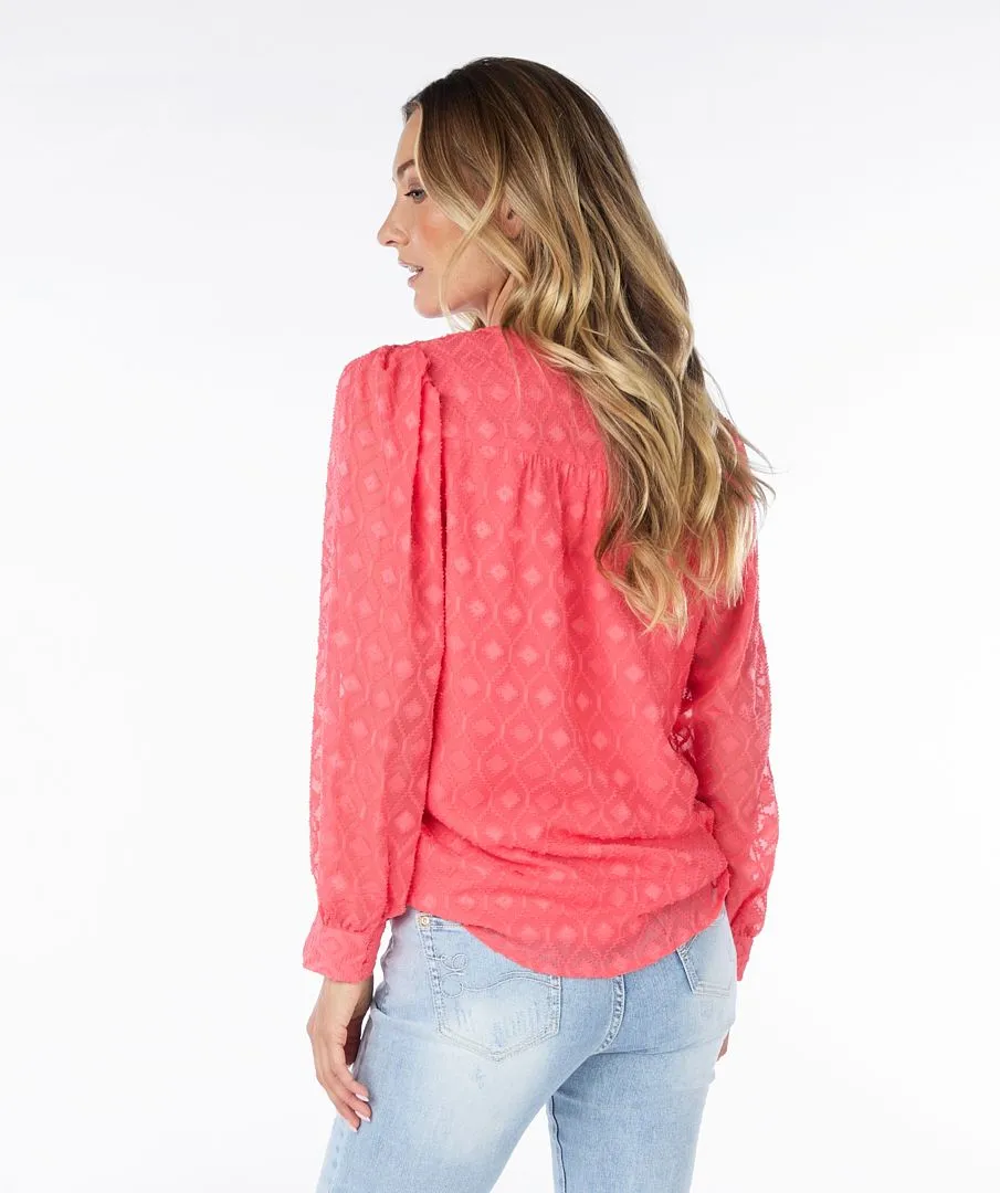 V-Neck Fancy Plumetis Blouse