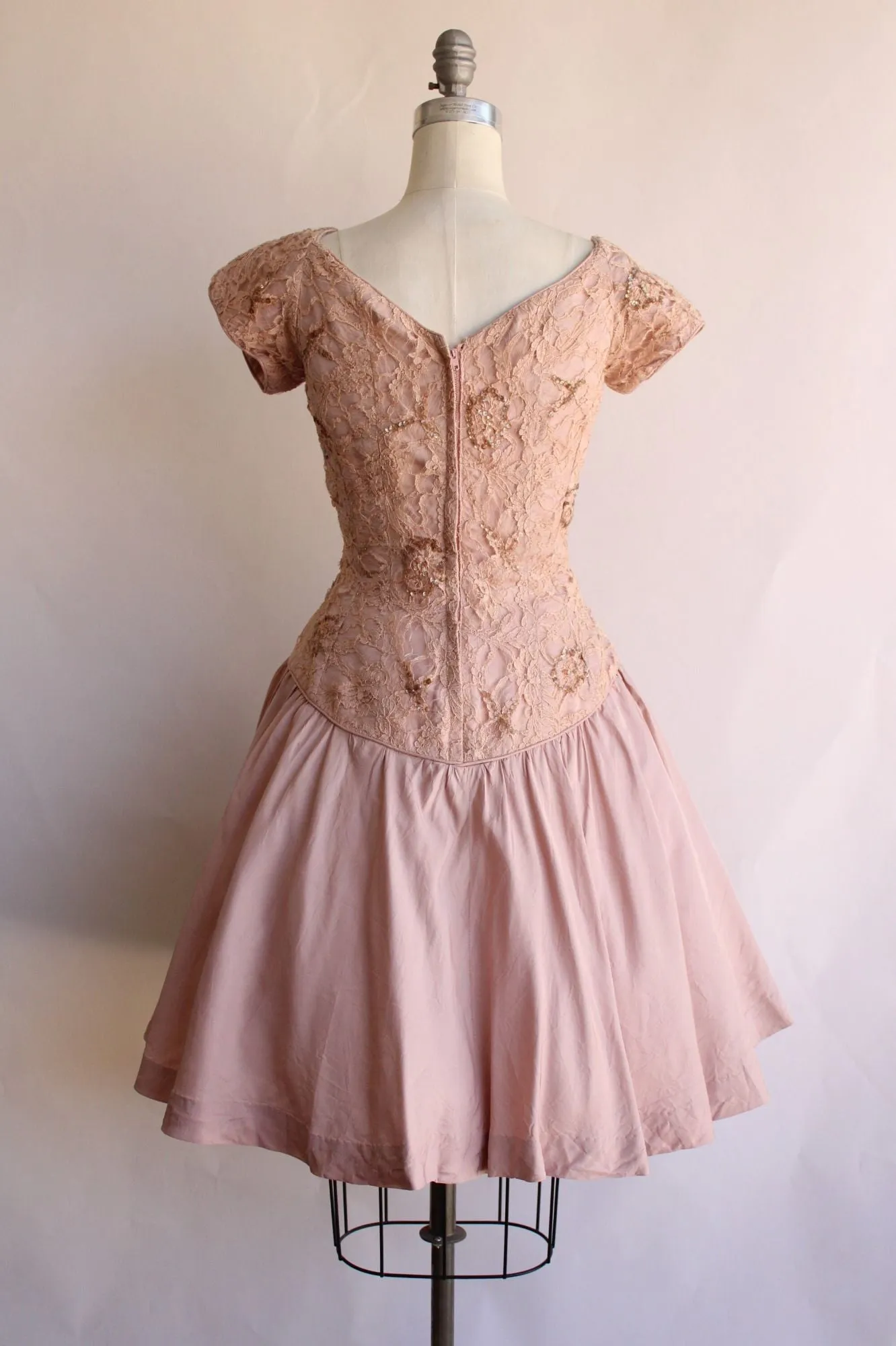 Vintage 1950s  Le Michel Pink Lace Dress