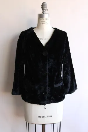 Vintage 1960s Black Faux Fur Short Jacket