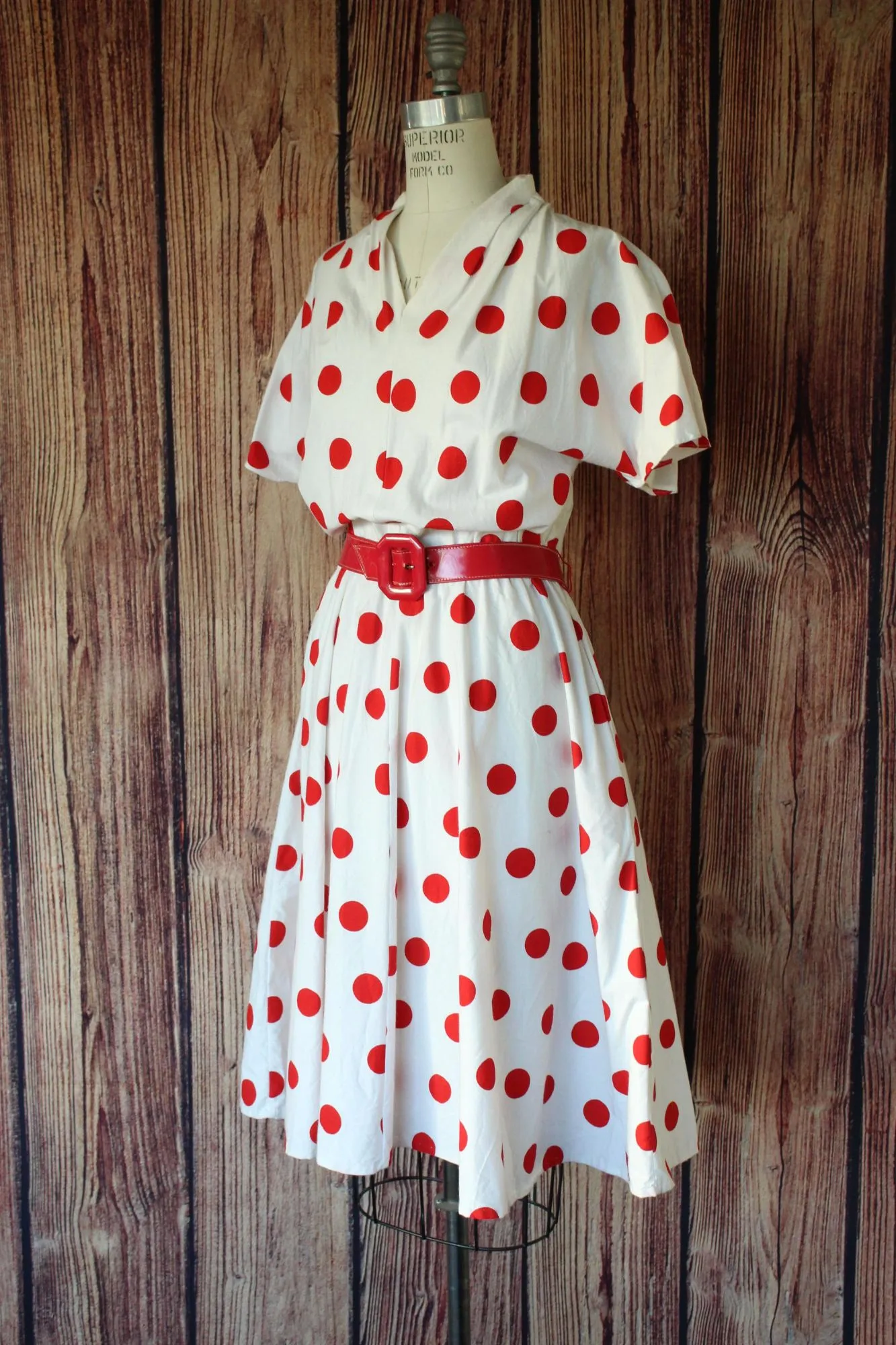 Vintage 1980s PK's Closet Red and White Polka Dots Dress