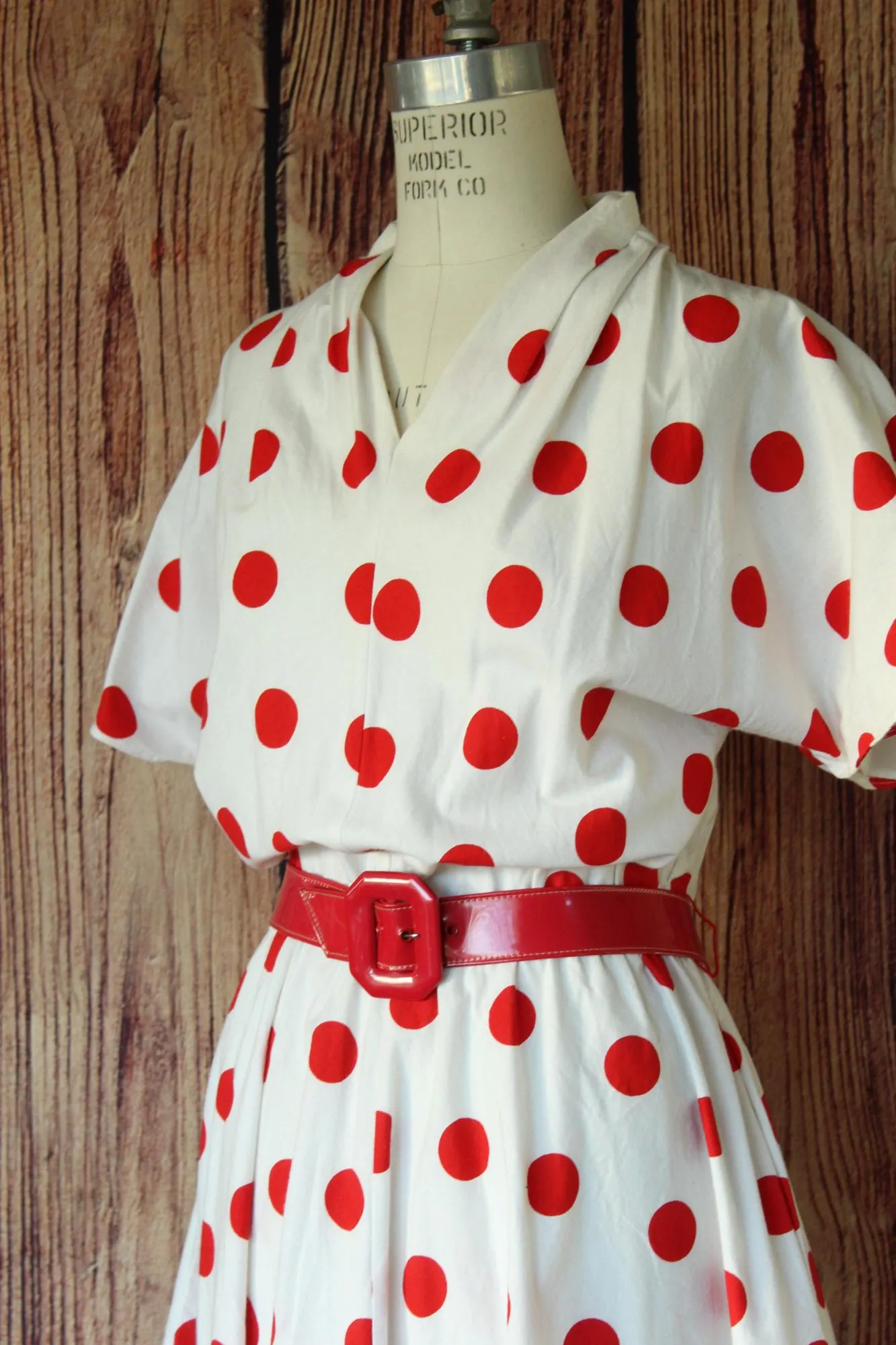 Vintage 1980s PK's Closet Red and White Polka Dots Dress