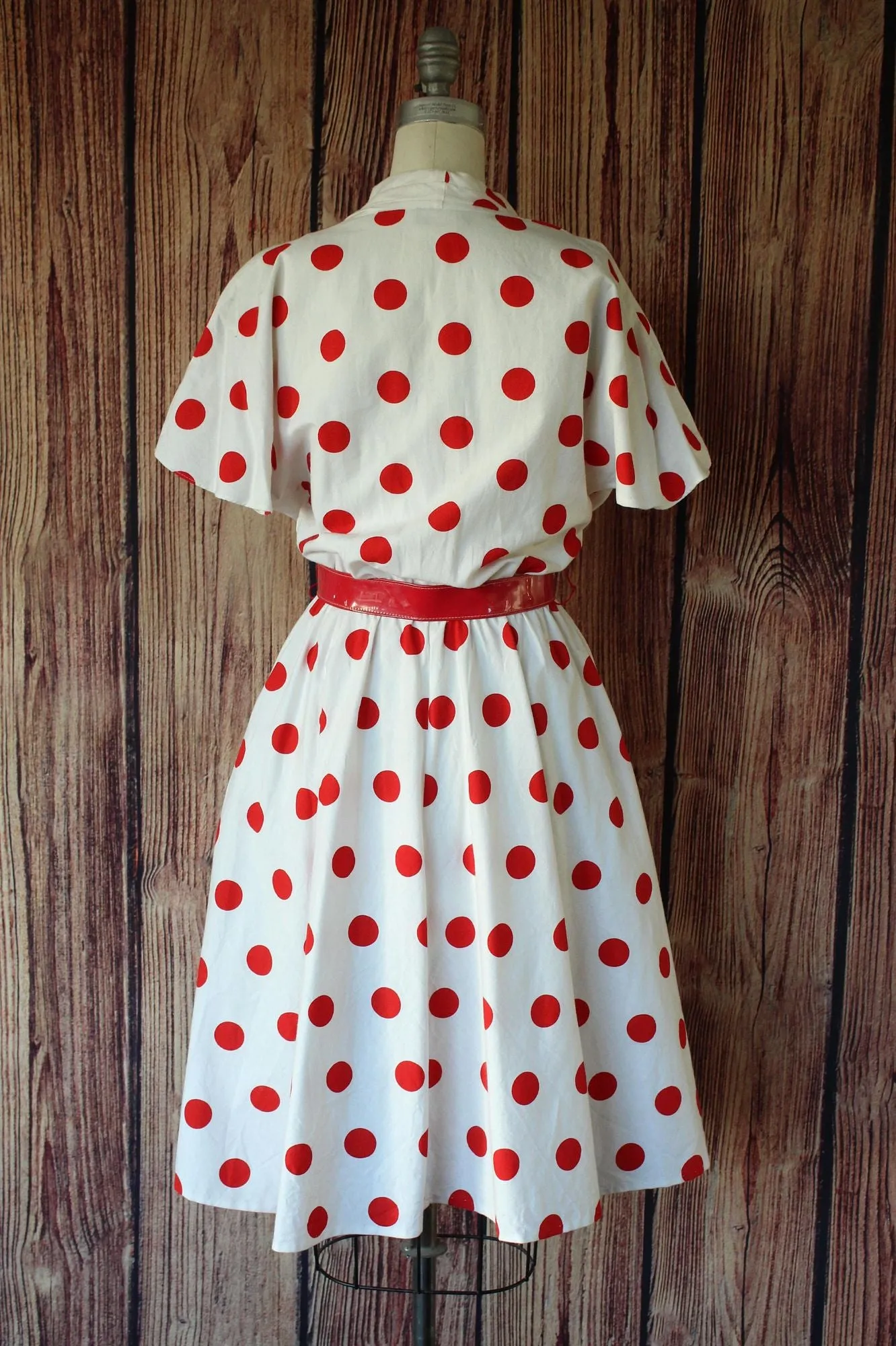 Vintage 1980s PK's Closet Red and White Polka Dots Dress