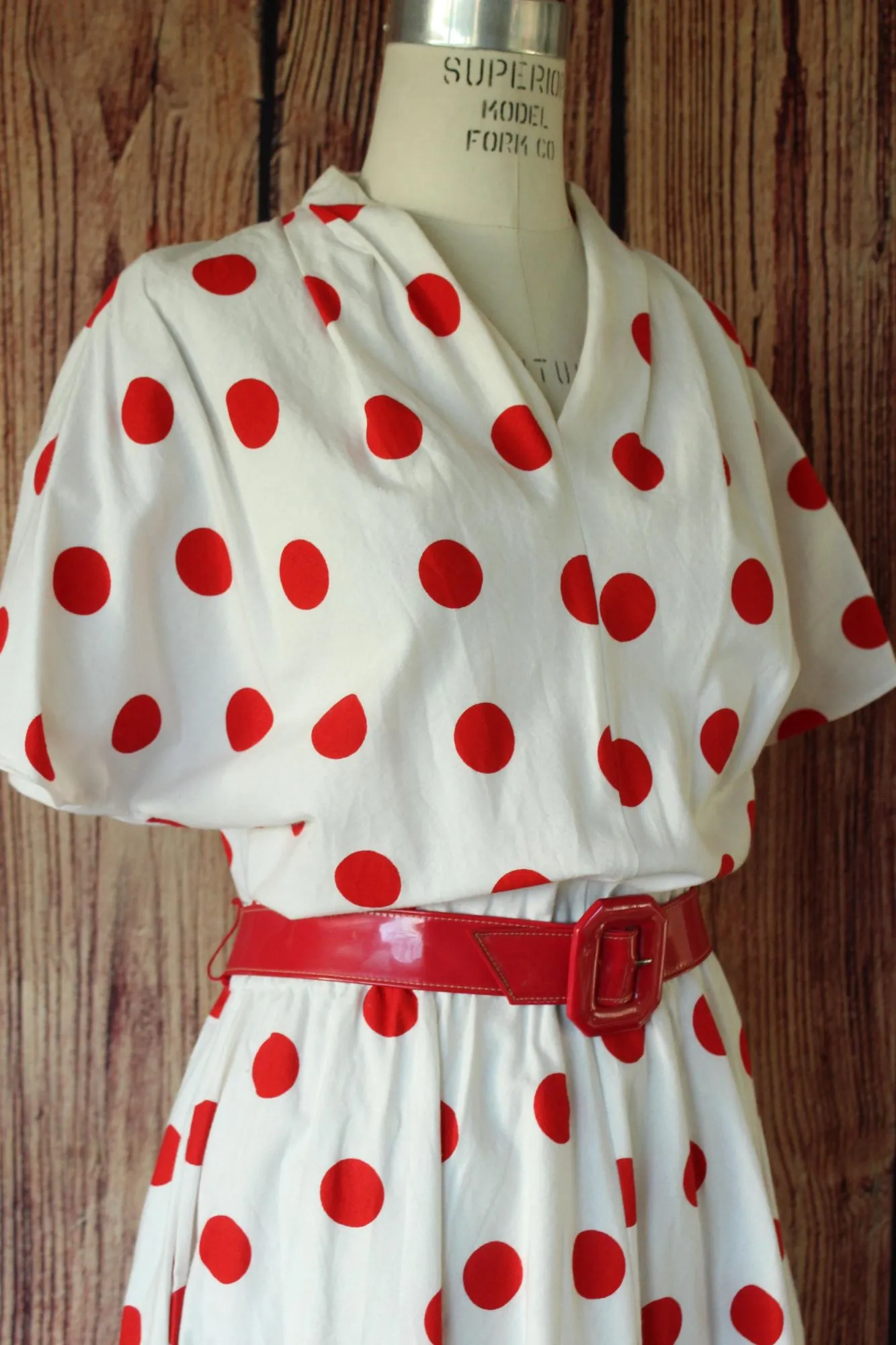 Vintage 1980s PK's Closet Red and White Polka Dots Dress