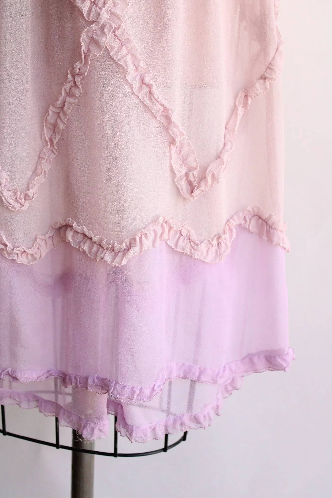 Vintage Antique 1920s Lavender Purple Silk Chiffon Dress