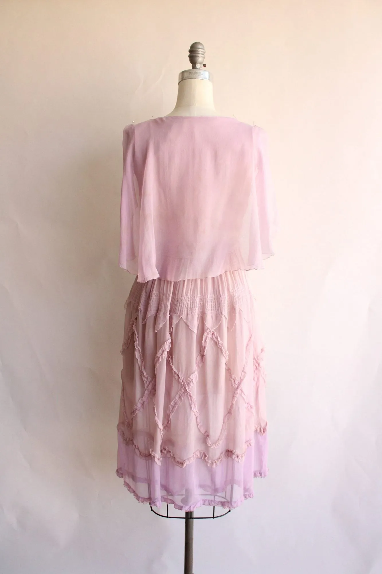 Vintage Antique 1920s Lavender Purple Silk Chiffon Dress