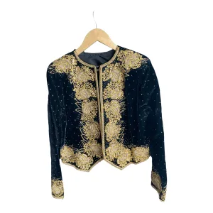 Vintage Black With Gold Embellishment Jacket UK Size 14