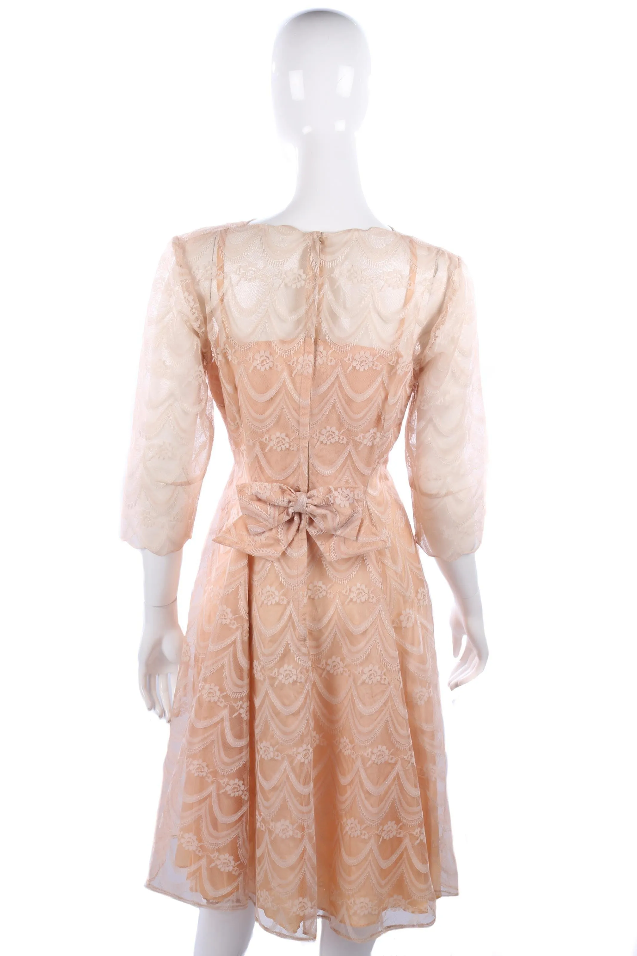 Vintage pink lace and netting dress. UK 10/12