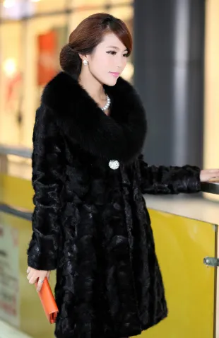 Winter Ladies Real Natural Spliced Mink Fur Coat 2020