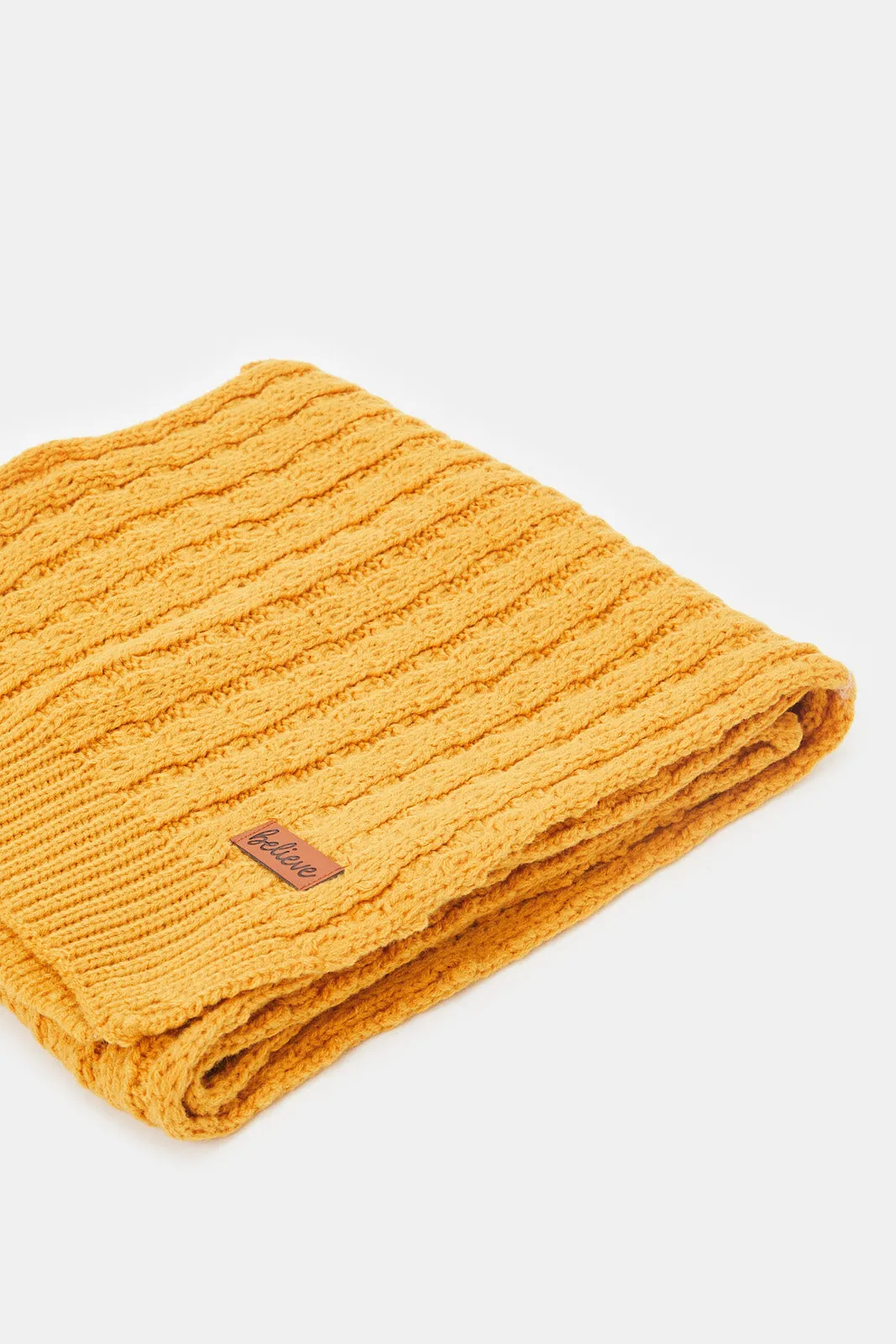 Women Mustard Knitted Scarf