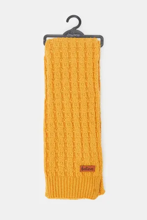 Women Mustard Knitted Scarf