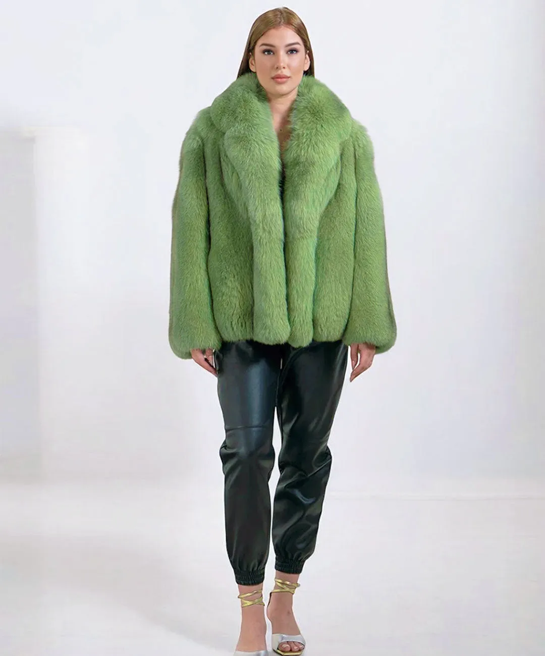 Women's Green Fox Fur Coat