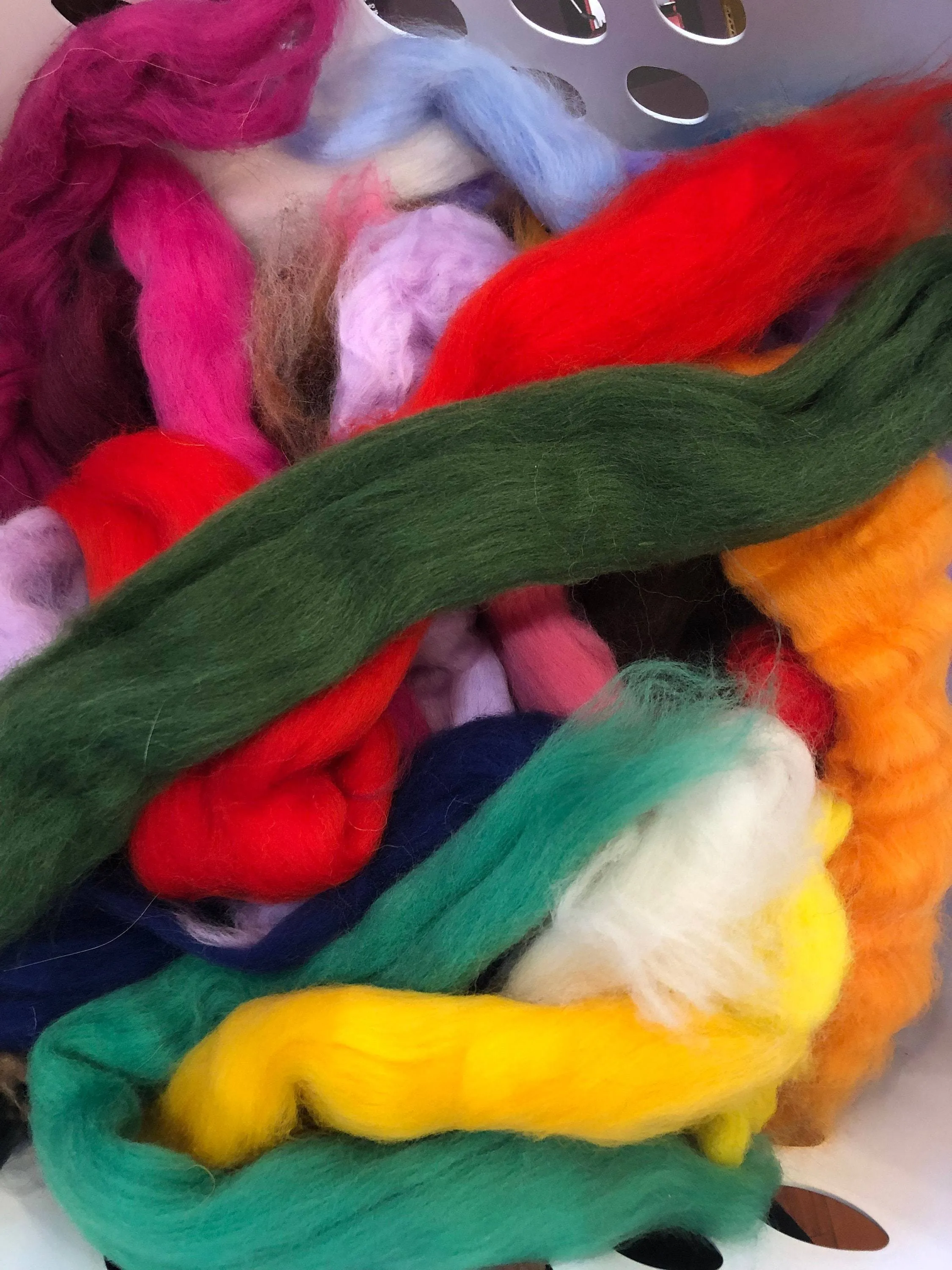 Wool Mixed Colors Samples, 12 OZ Spin Fiber, Spinning Wool, Felting Wool, Mixed Top Roving Bag- Craft Wool, Color wool roving, roving wool